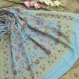 Light Blue Pure Khaddi Georgette Banarasi Handloom Dupatta Cheap