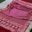 Rani Pink-Red Ombre Pure Chiffon Georgette Banarasi Handloom Bandhani Dupatta For Sale