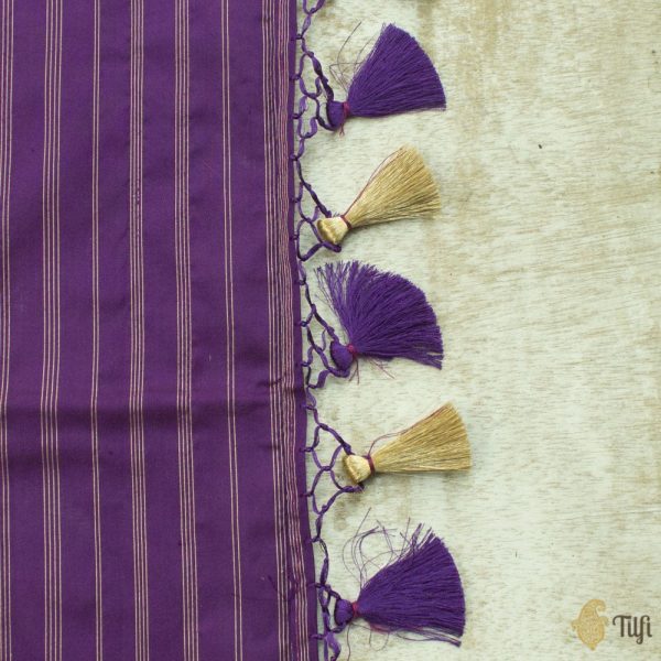 Purple Pure Katan Silk Kadwa Jangla Handloom Dupatta Online now