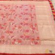 Light Coral Peach Pure Linen Banarasi Handloom Dupatta Sale