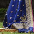 Midnight Blue Pure Katan Silk Banarasi Handloom Dupatta Cheap