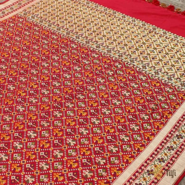 Red Pure Katan Silk Banarasi Handloom Patola Dupatta Fashion