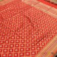 Orangish Red Pure Katan Silk Banarasi Handloom Dupatta For Sale