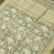 Mint Yellow Pure Kora Net Banarasi Handloom Dupatta For Sale