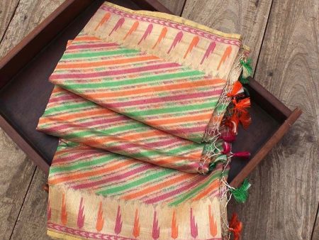 Multicoloured Pure Kora Tissue Net Banarasi Handloom Dupatta Supply