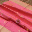 Light Yellow-Gulabi Pink Pure Katan Silk Banarasi Handloom Dupatta Discount