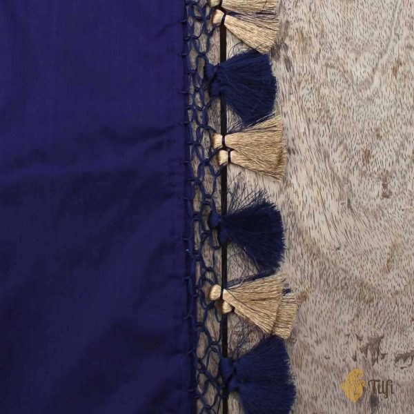 Purple-Navy Blue Pure Katan Silk Banarasi Handloom Dupatta Discount