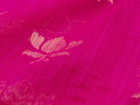 Rani Pink Pure Kora Net Dupion Silk Banarasi Handloom Fabric Online Sale