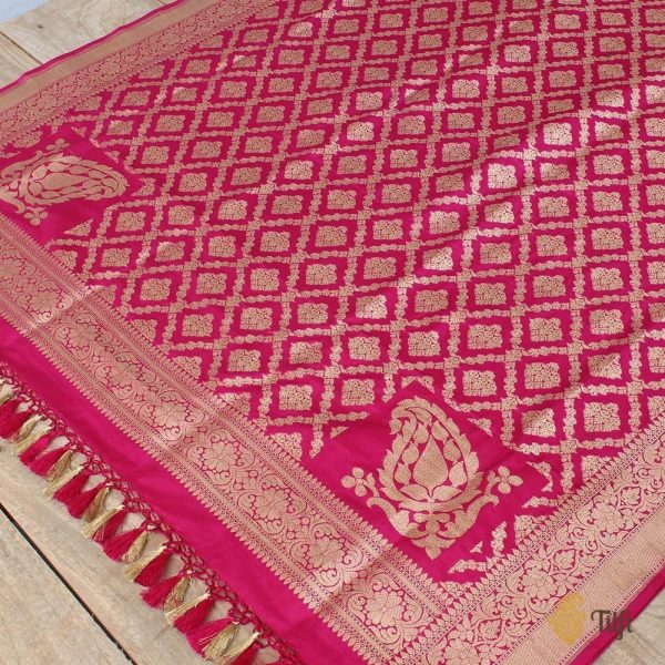 Pink Pure Silk Georgette Banarasi Handloom Dupatta Sale