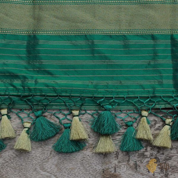 Rama Green Pure Katan Silk Banarasi Handloom Dupatta For Sale