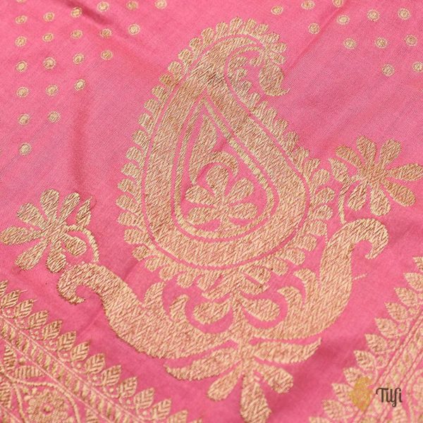 Gajri Pink Pure Silk Georgette Banarasi Handloom Dupatta Online Hot Sale