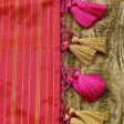 Orange-Pink Pure Katan Silk Kadwa Jangla Handloom Dupatta Discount