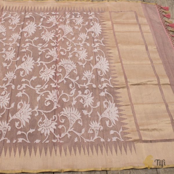 Light Pink Pure Kora Net Banarasi Handloom Dupatta Online Hot Sale