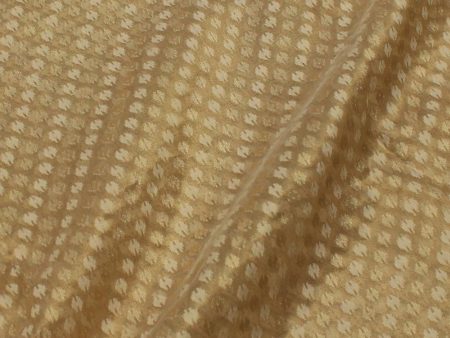 Gold Pure Kora Silk Tissue Banarasi Handloom Fabric Discount