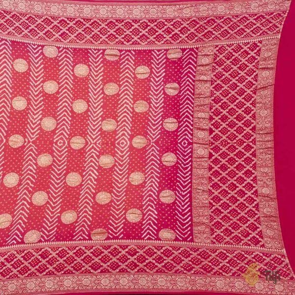 Pink Pure Georgette Banarasi Handloom Bandhani Dupatta on Sale