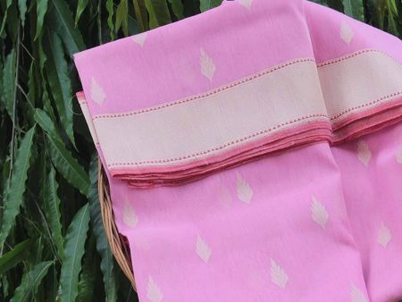 Baby Pink Pure Cotton Banarasi Handloom Saree For Cheap