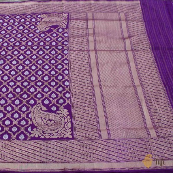 Purple Pure Katan Silk Banarasi Handloom Saree Cheap