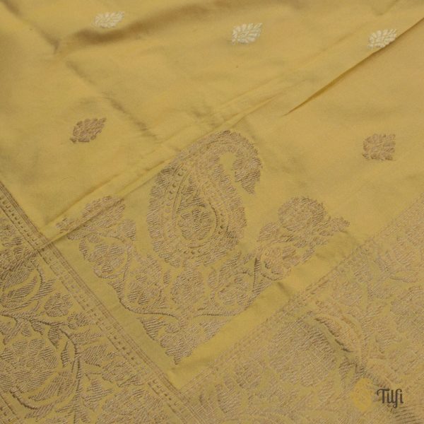 Light Yellow Pure Katan Silk Banarasi Handloom Dupatta Online