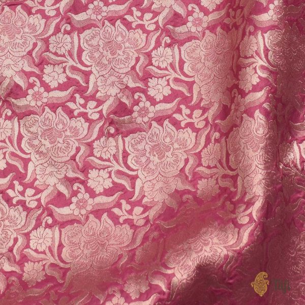 Gajri Pink Pure Silk Georgette Banarasi Handloom Fabric Hot on Sale