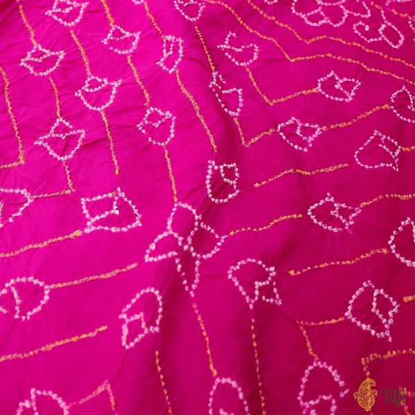 Magenta Pure Georgette Banarasi Handloom Bandhani Dupatta Online