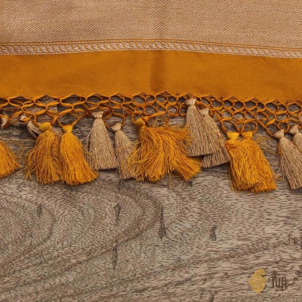 Mustard Yellow Pure Silk Georgette Banarasi Handloom Dupatta Online