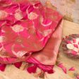 Gulabi Pink Pure Katan Silk Kadwa Jangla Handloom Dupatta For Cheap