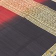 Black-Deep Red Pure Tussar Georgette Silk Banarasi Handloom Saree Hot on Sale