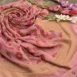 Light Peach Pure Khaddi Georgette Banarasi Handloom Dupatta For Cheap