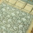 Light Blue Pure Kora Silk Net Banarasi Handloom Dupatta Supply