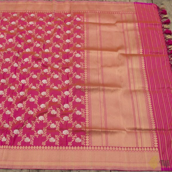 Orange-Pink Pure Katan Silk Banarasi Handloom Kadwa Jangla Dupatta Online now