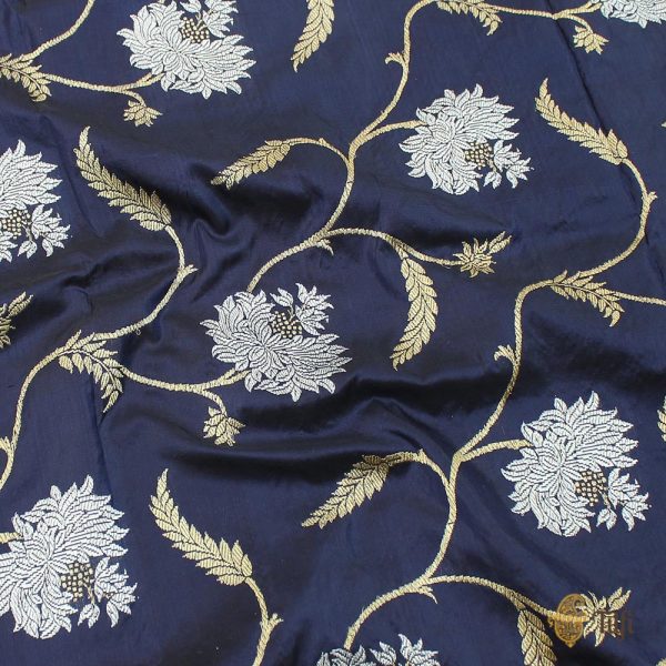 Navy Blue Pure Katan Silk Kadwa Jangla Handloom Dupatta For Sale