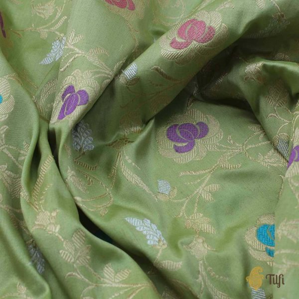 Pista Green Pure Katan Silk Banarasi Kadwa Handloom Dupatta Supply