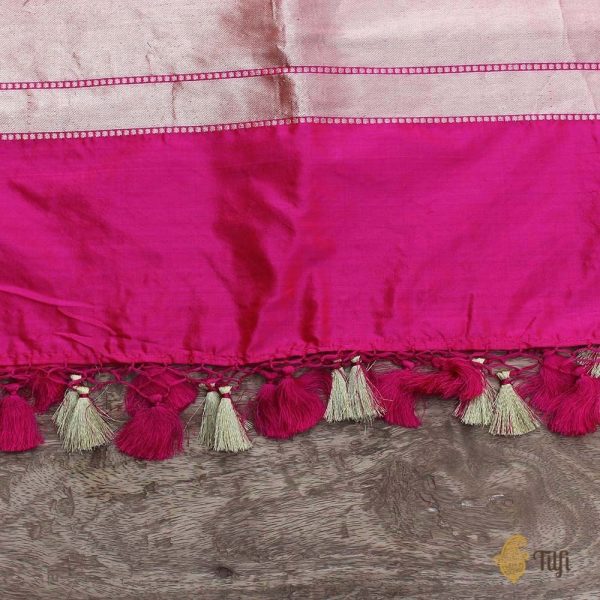 Orange-Indian Pink Pure Katan Silk Banarasi Handloom Dupatta For Cheap