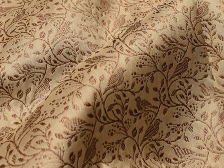 Beige Pure Katan Silk Bird Jaal Banarasi Handloom Fabric Hot on Sale