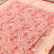 Light Coral Peach Pure Linen Banarasi Handloom Dupatta Sale