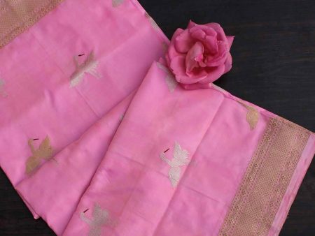 Baby Pink Pure Katan Silk Banarasi Handloom Dupatta Supply