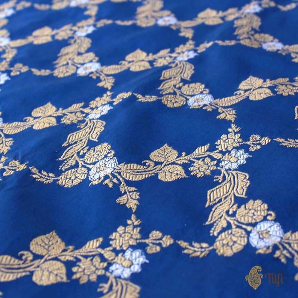 Midnight Blue Pure Katan Silk Kadwa Jangla Handloom Dupatta For Discount