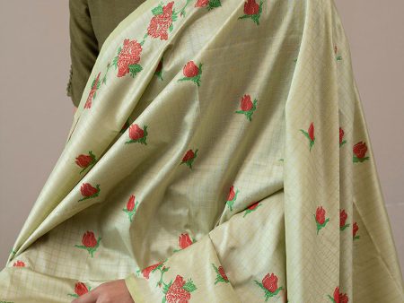 Light Pista Green Pure Katan Silk Banarasi Handloom Dupatta Online Hot Sale