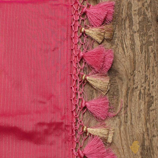 Pink Pure Katan Silk Banarasi Handloom Dupatta Sale