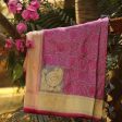 Grey-Gajri Pink Pure Katan Silk Banarasi Handloom Dupatta Sale