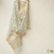 Light Grey Pure Kora Net Banarasi Handloom Dupatta For Discount