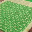 Parrot Green Pure Katan Silk Banarasi Handloom Dupatta For Sale