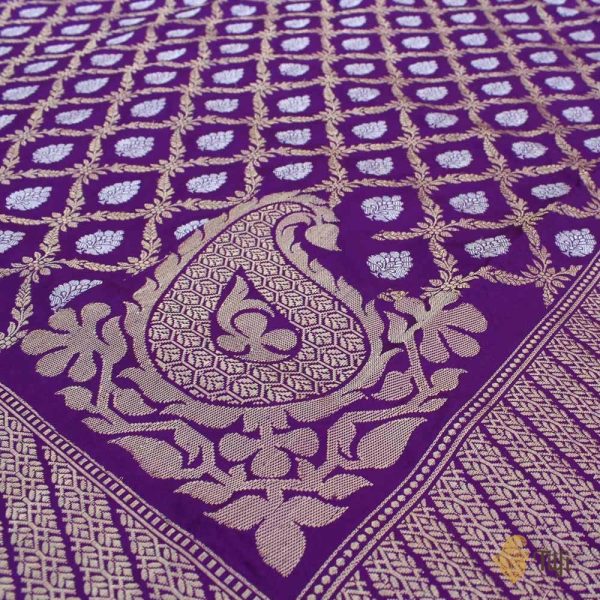 Purple Pure Katan Silk Banarasi Handloom Saree Cheap