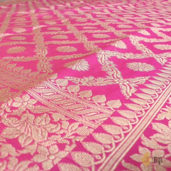 Light Peach-Pink Pure Katan Silk Banarasi Handloom Dupatta Online Hot Sale