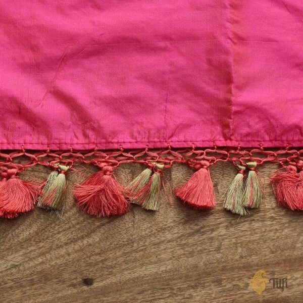 Peach-Gulabi Pink Pure Katan Silk Banarasi Handloom Dupatta Online Sale