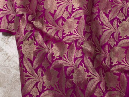 Rani Pink Pure Katan Silk Banarasi Handloom Fabric Supply