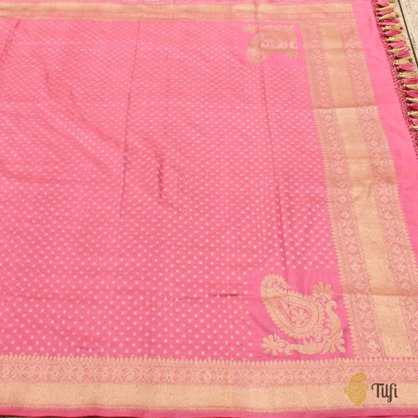 Gajri Pink Pure Silk Georgette Banarasi Handloom Dupatta Online Hot Sale