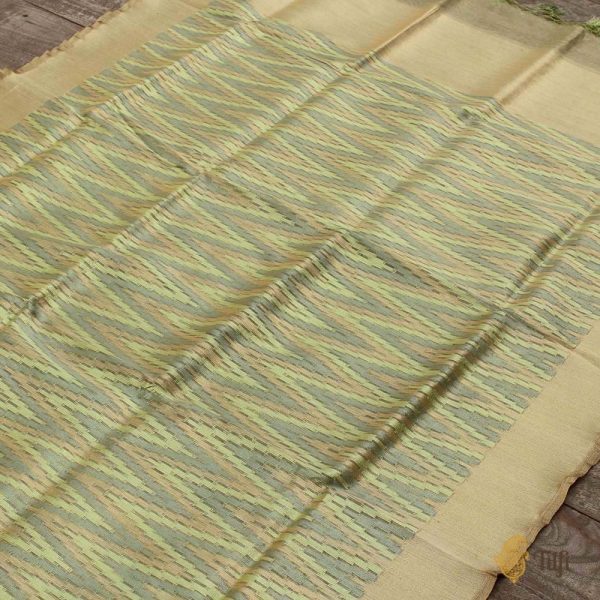 Green Pure Kora Tissue Net Banarasi Handloom Dupatta Online