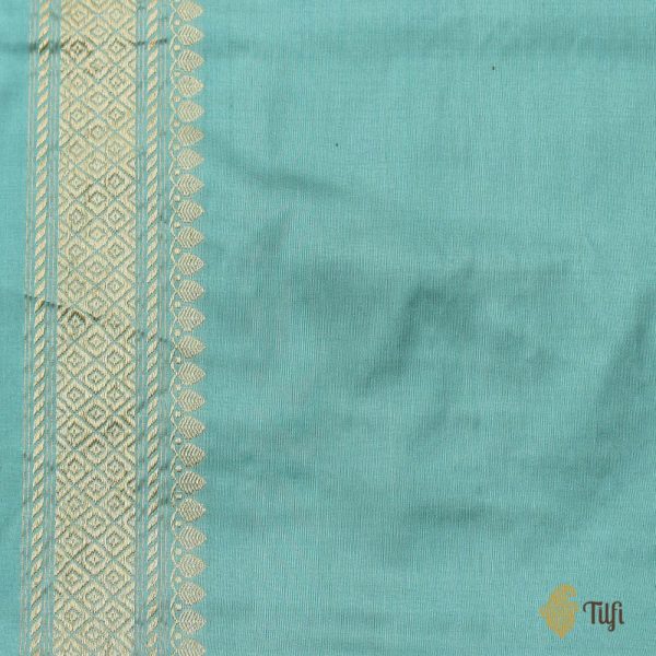 Light Ferozi Blue Pure Katan Silk Banarasi Handloom Kadwa Saree Online