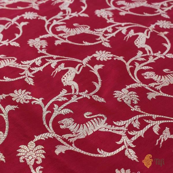 Maroon Pure Katan Silk Banarasi Handloom Dupatta Hot on Sale